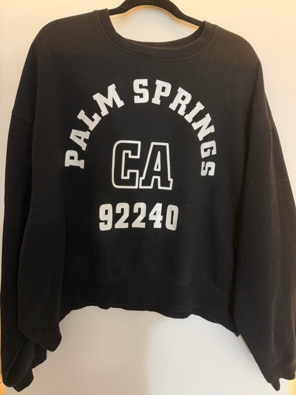 No Boundaries Black Crewneck Sweatshirt with White Palm Springs CA Print